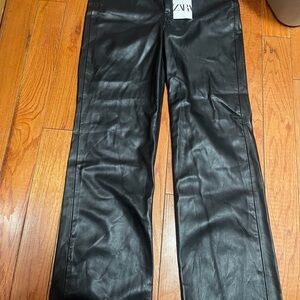 Black Faux Leather Pants